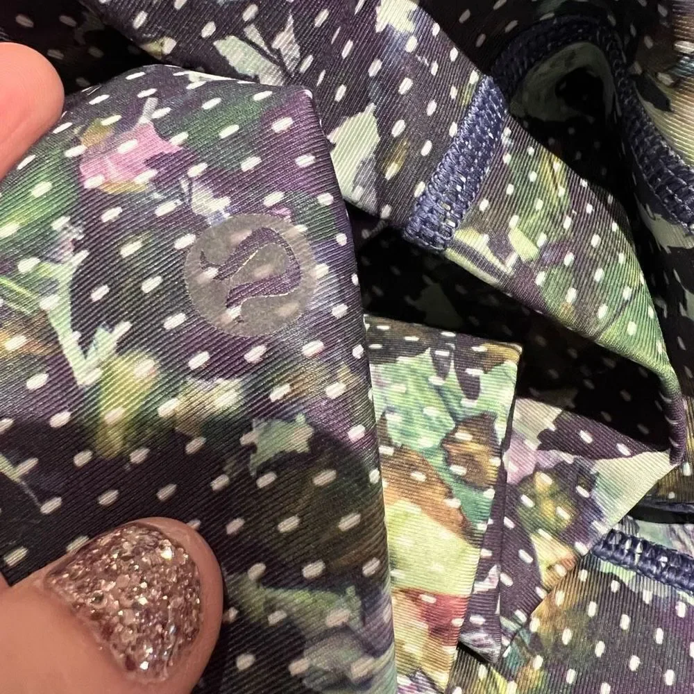 Lululemon High Rise Wunder Under Crop II Roll Down Floral Iris Print size 4